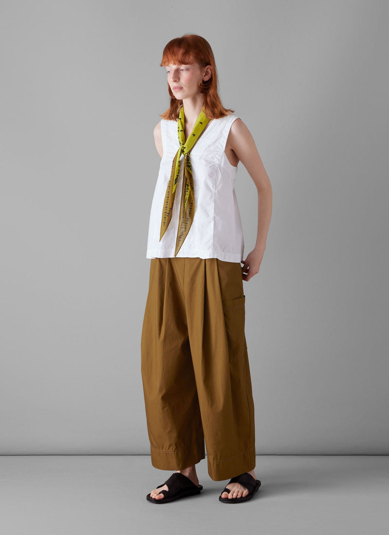 V-Neck Cotton Poplin Top | Paper White