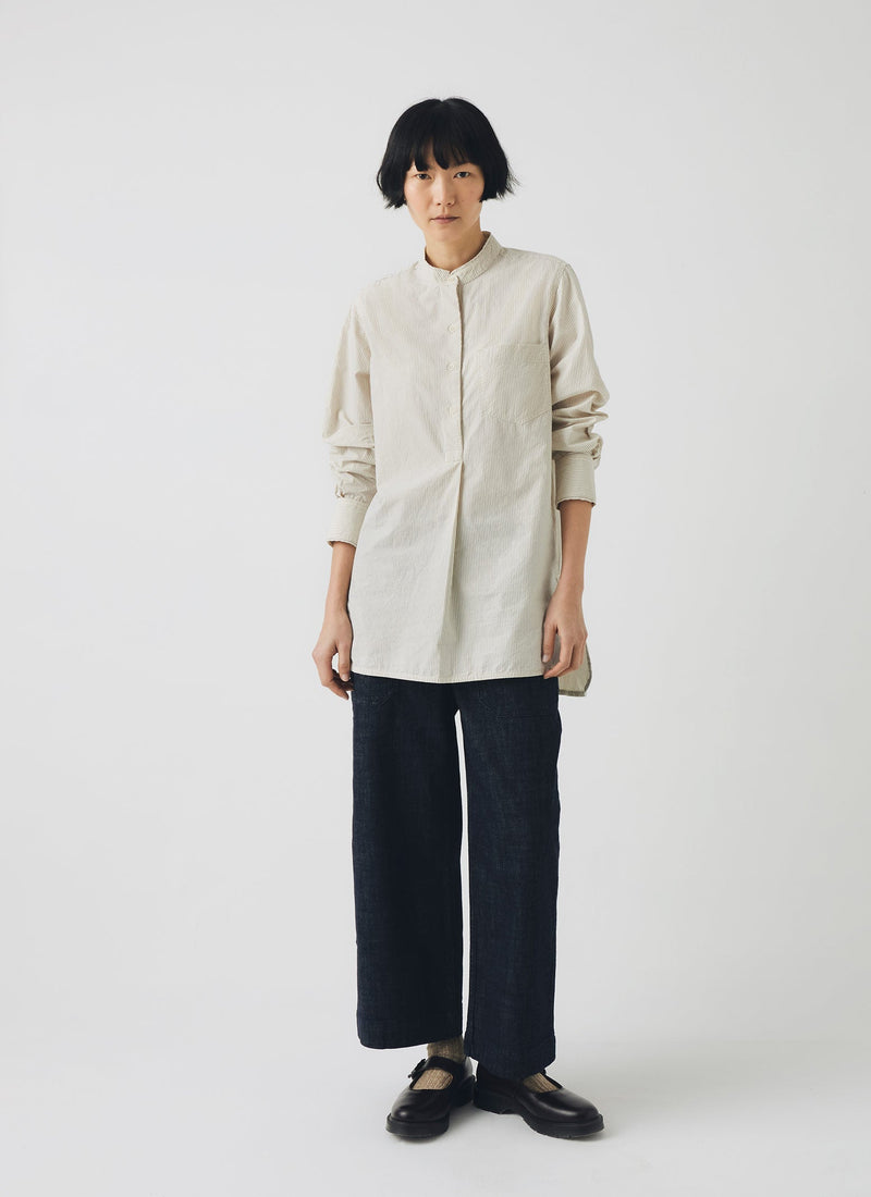 Taro Stripe Cotton Shirt | Sunwashed Blue