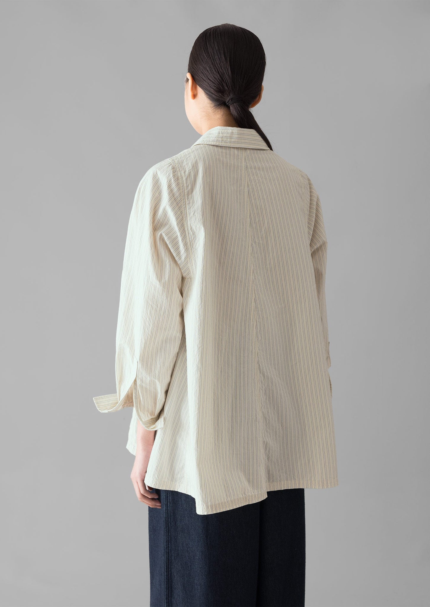 Dash Stripe Cotton Shirt | Ivory/Golden Olive