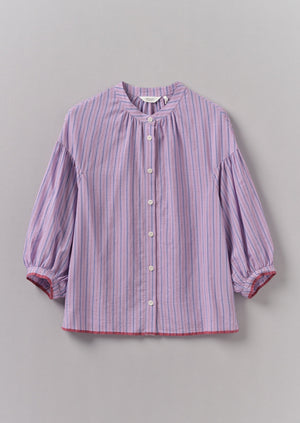 Harmony Stripe Hand Woven Mulmul Shirt | Mauve