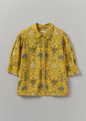 Collector Print Crepe Shirt | Golden Ochre