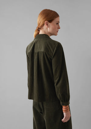 Baya Patch Pocket Organic Cord Shirt | Seaweed