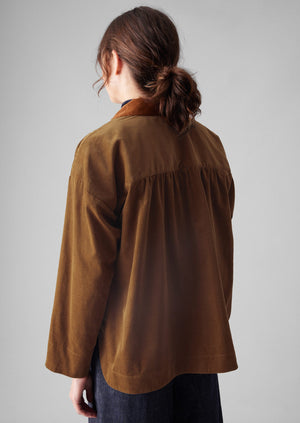 Patch Pocket Organic Needlecord Shirt | Brown Anise