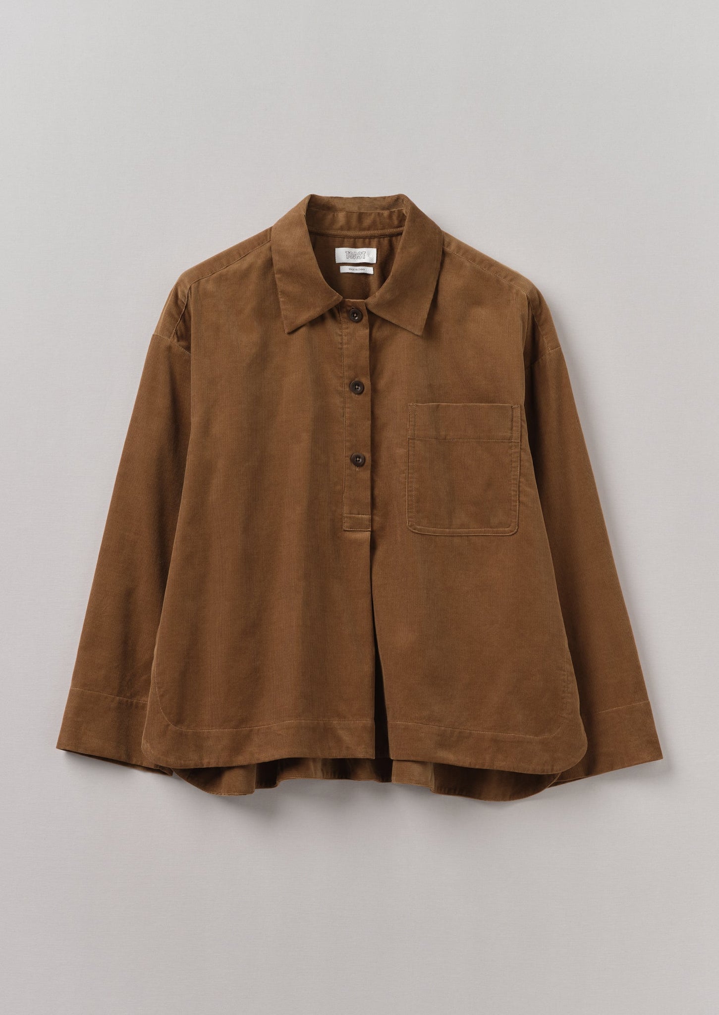 Patch Pocket Organic Needlecord Shirt | Brown Anise