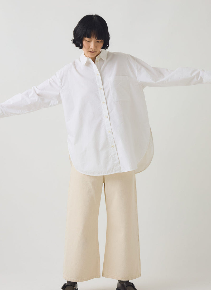 Cotton Oxford Oversized Long Shirt | White