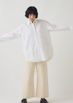 Cotton Oxford Oversized Long Shirt | White | TOAST
