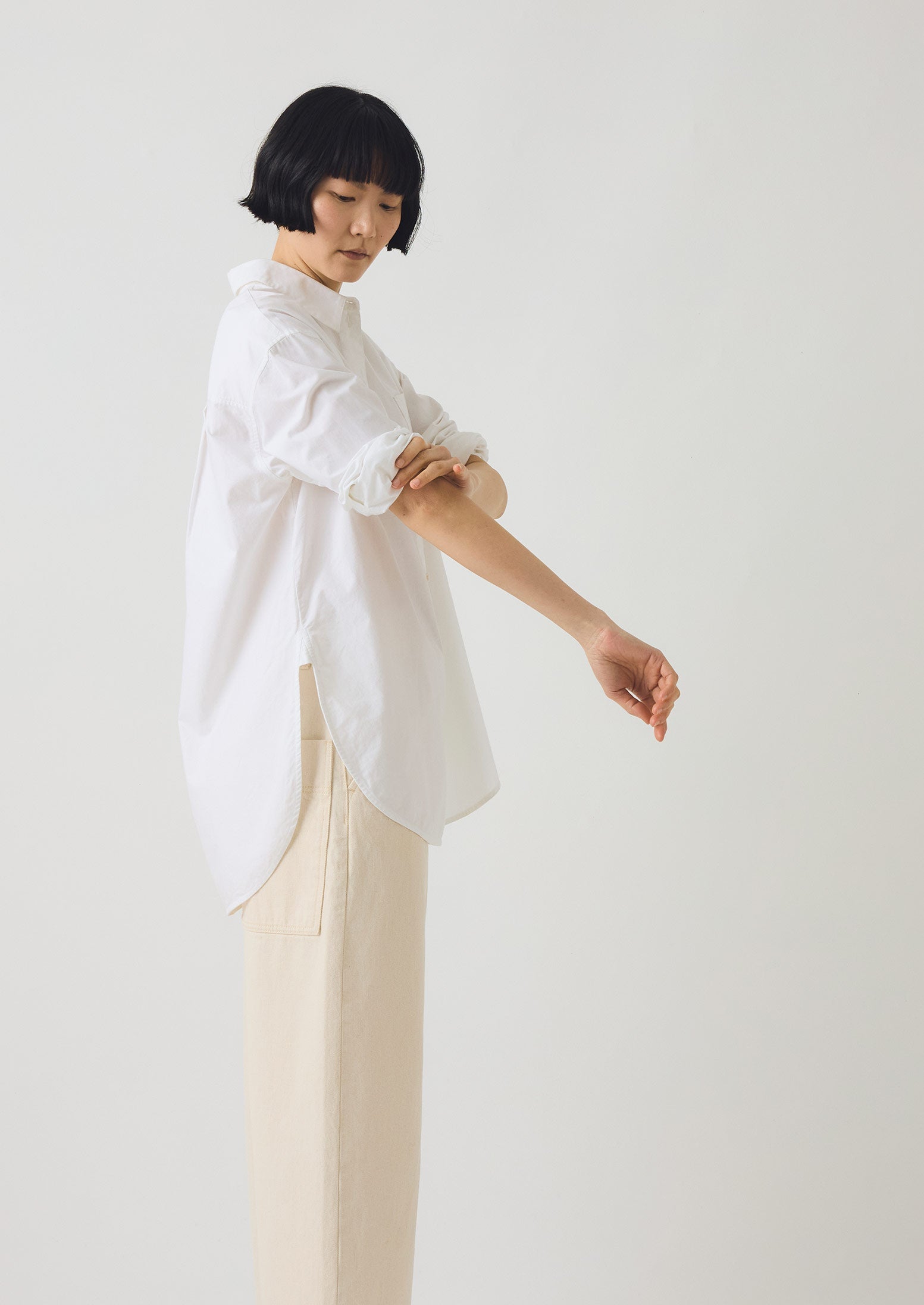Cotton Oxford Oversized Long Shirt | White | TOAST