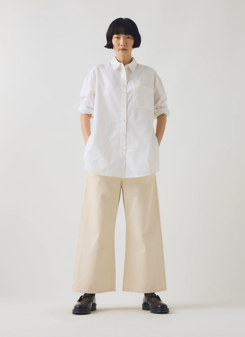 Cotton Oxford Oversized Long Shirt | White