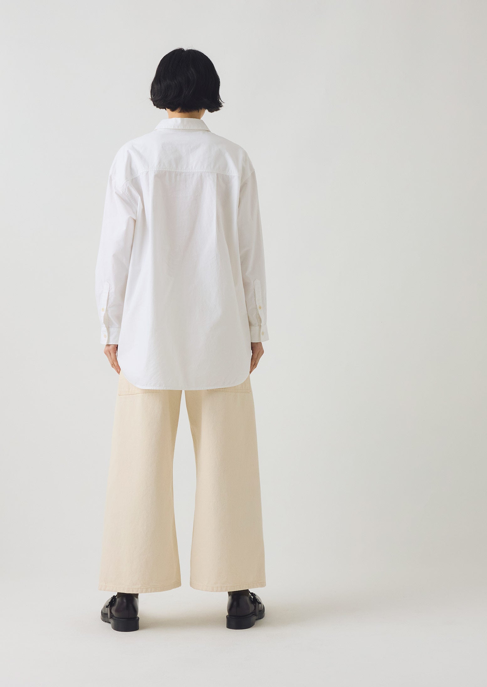 Cotton Oxford Oversized Long Shirt | White | TOAST