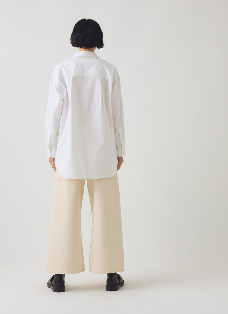 Cotton Oxford Oversized Long Shirt | White