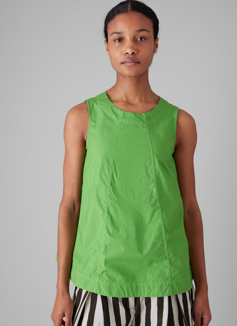 Panelled Cotton Poplin Top | Lawn Green