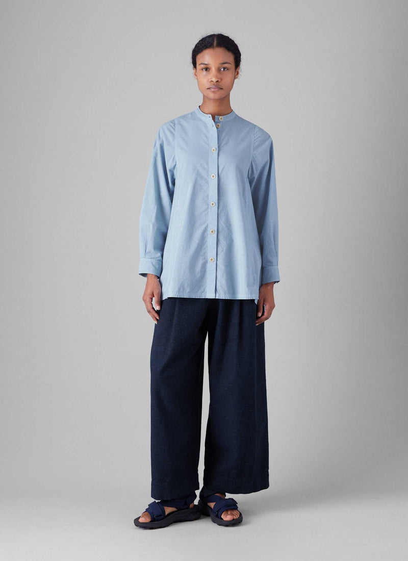 Raised Stripe Cotton Poplin Shirt | Sky Blue