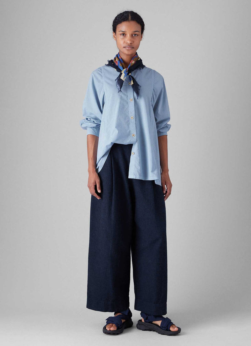 Raised Stripe Cotton Poplin Shirt | Sky Blue