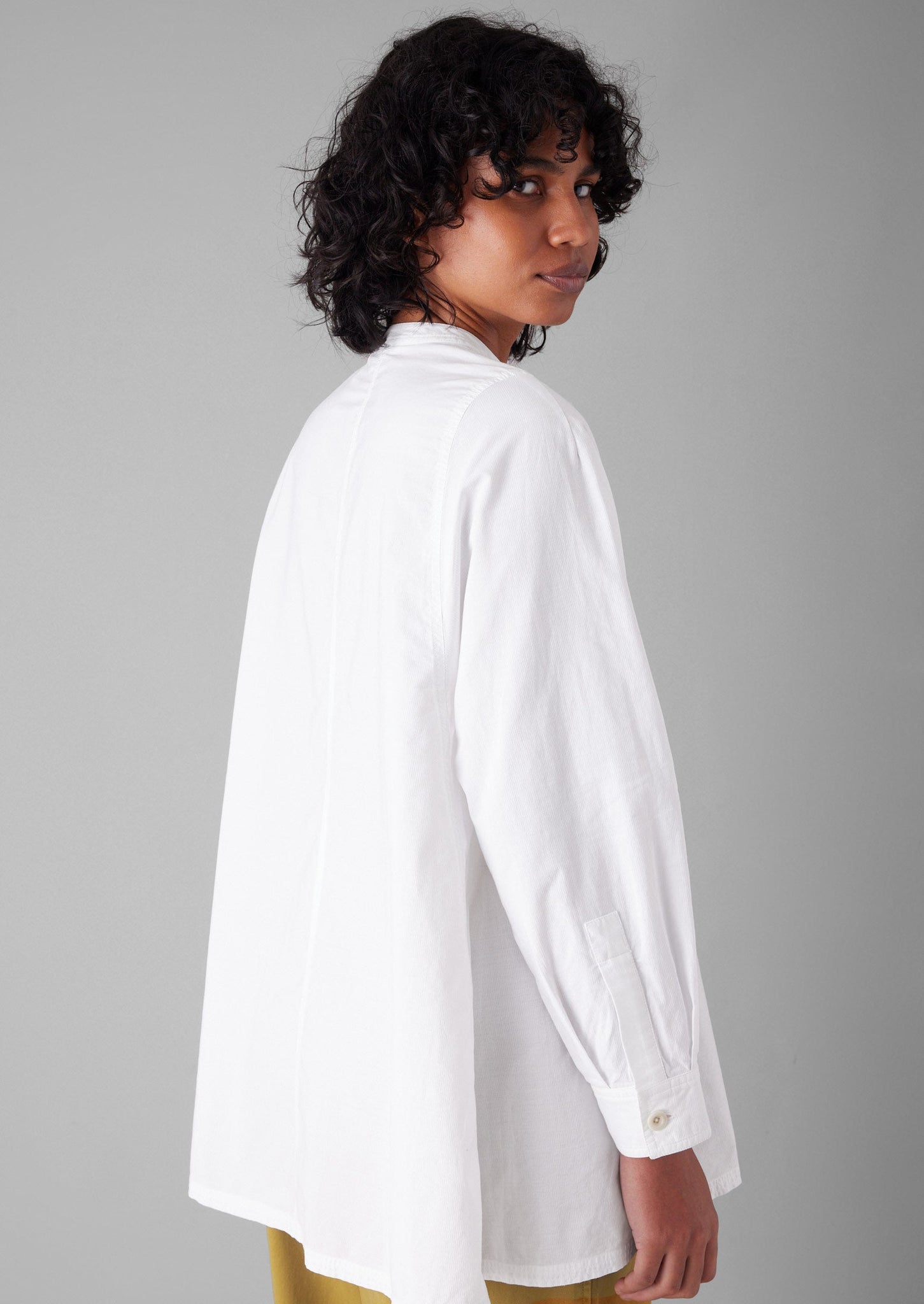 Raised Stripe Cotton Poplin Shirt | Paper White