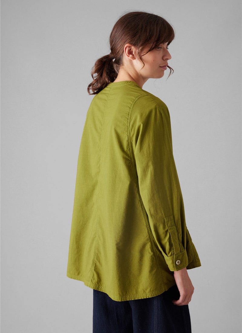 Raised Stripe Cotton Poplin Shirt | Pea Shoot