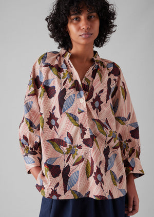 Catrin Floating Print Cotton Poplin Shirt | Spring Green