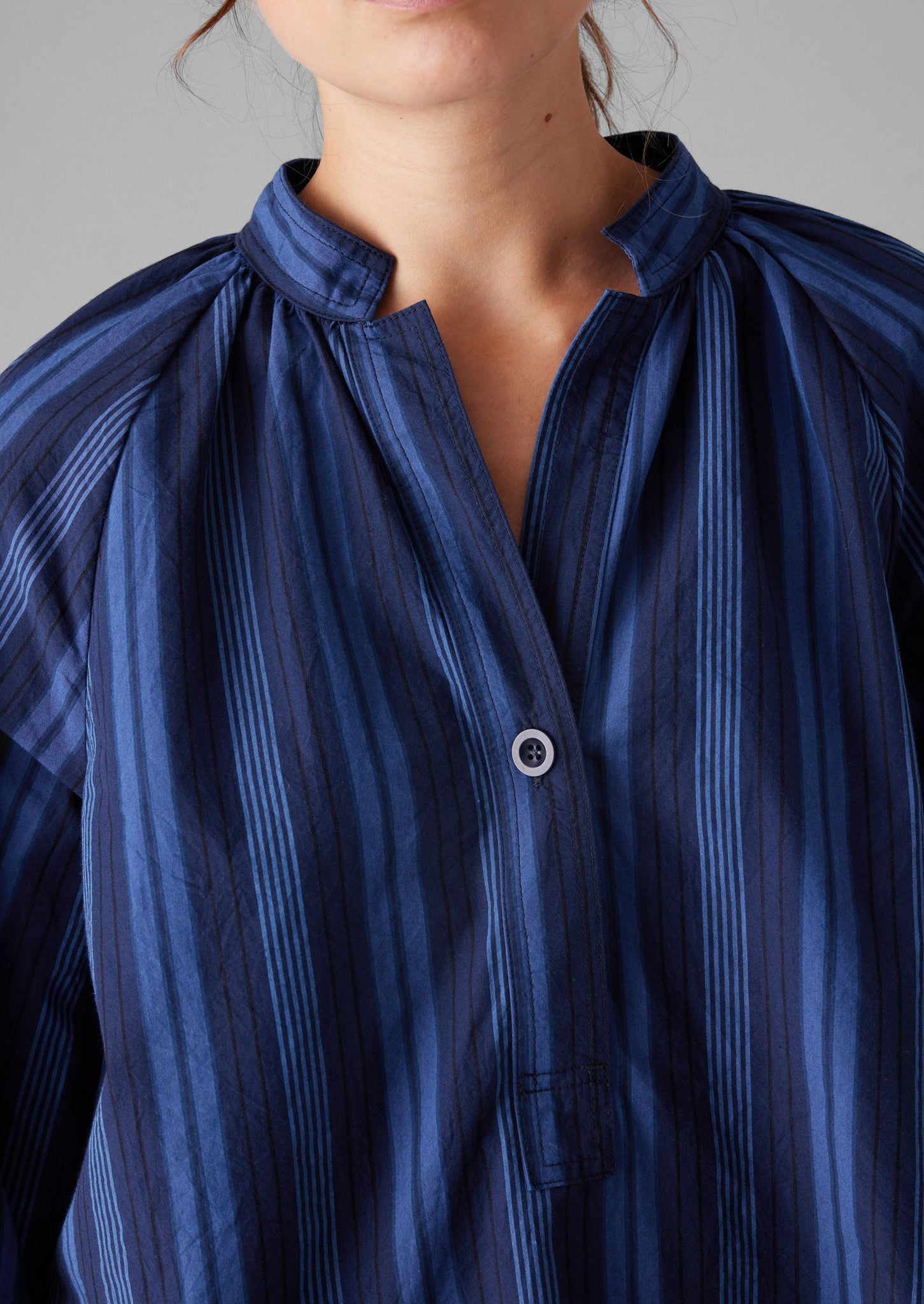 Catrin Cotton Stripe Raglan Shirt | Royal Blue