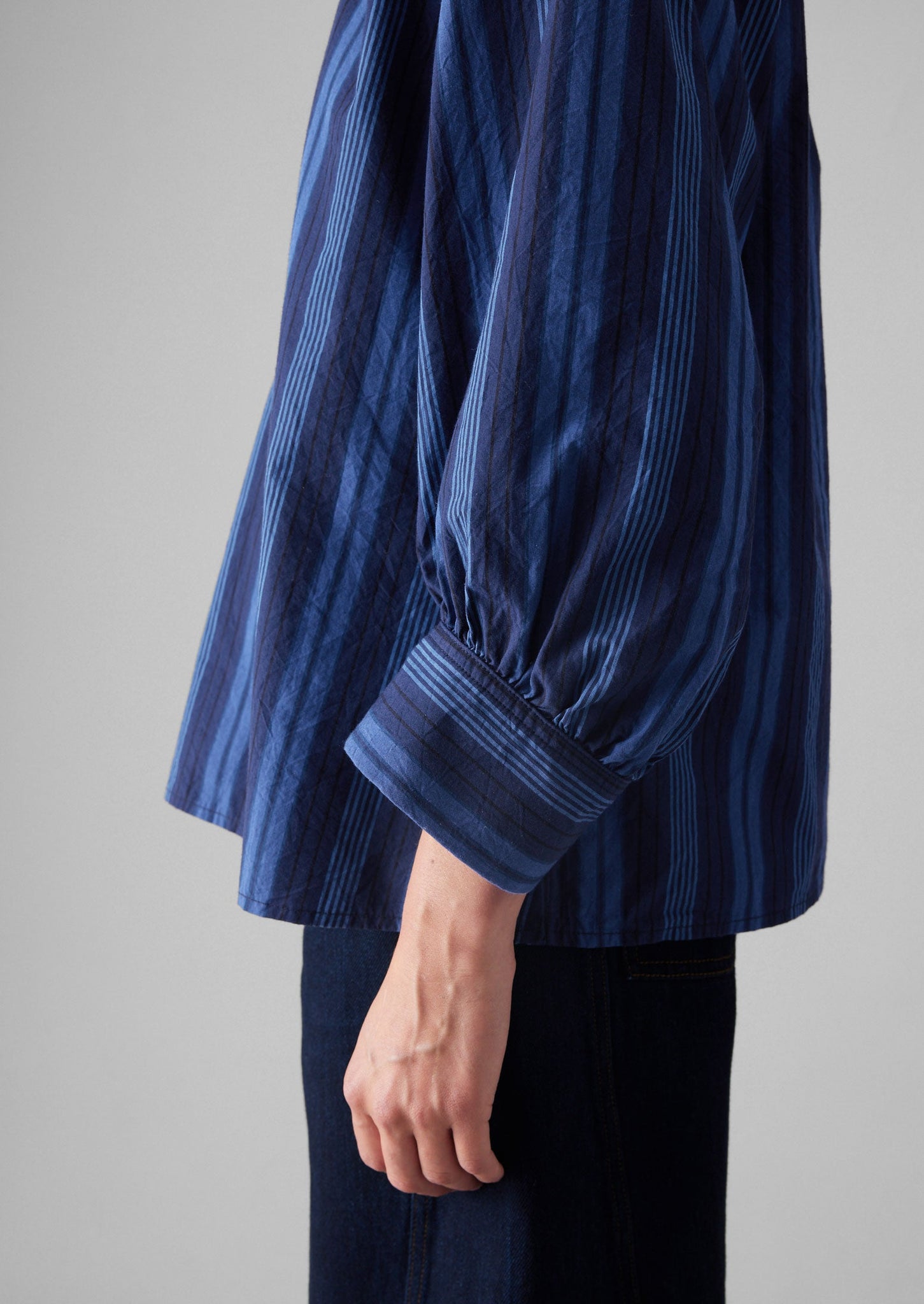 Catrin Cotton Stripe Raglan Shirt | Royal Blue