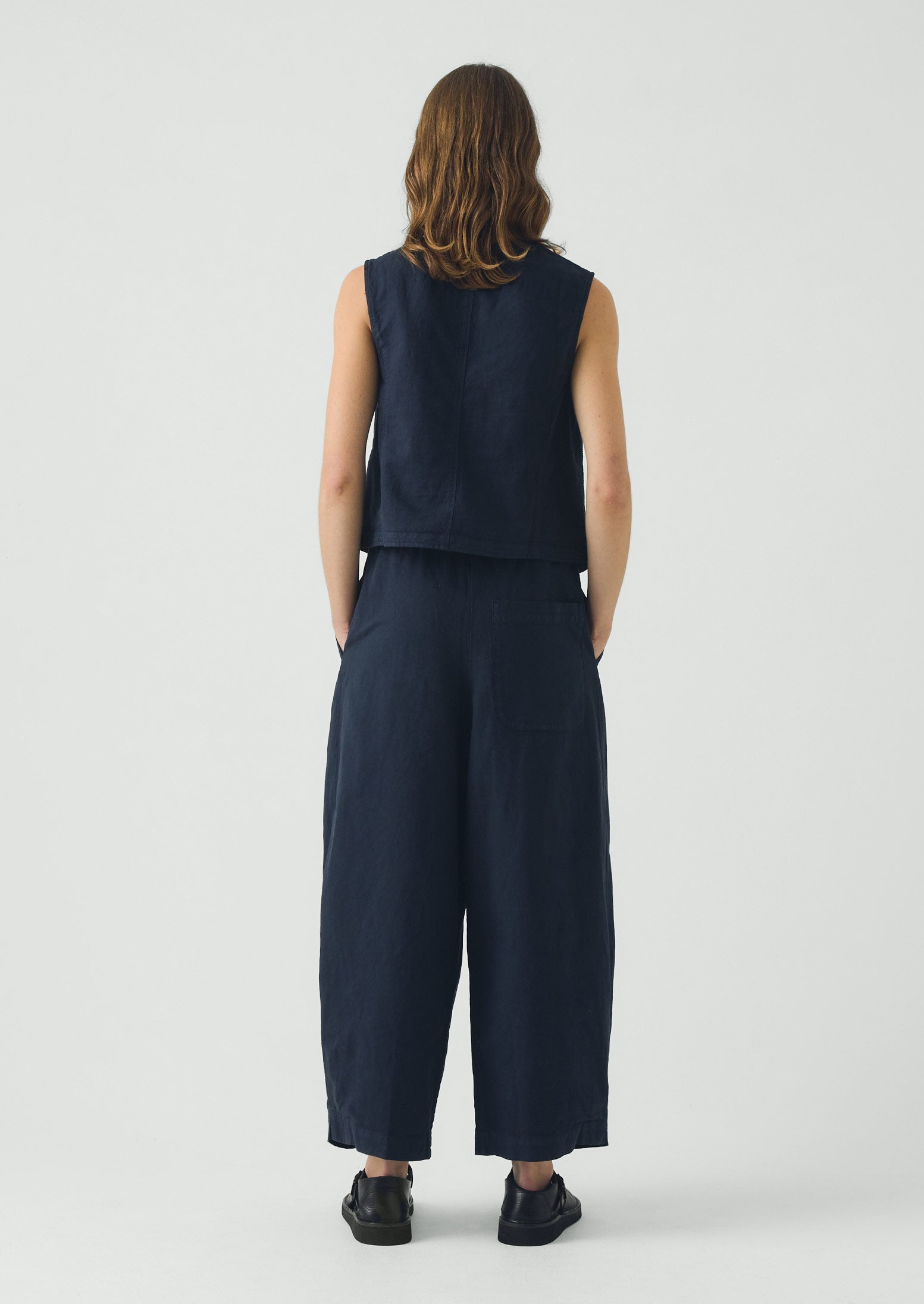 Cotton Linen Canvas Waistcoat Top | Anthracite | TOAST