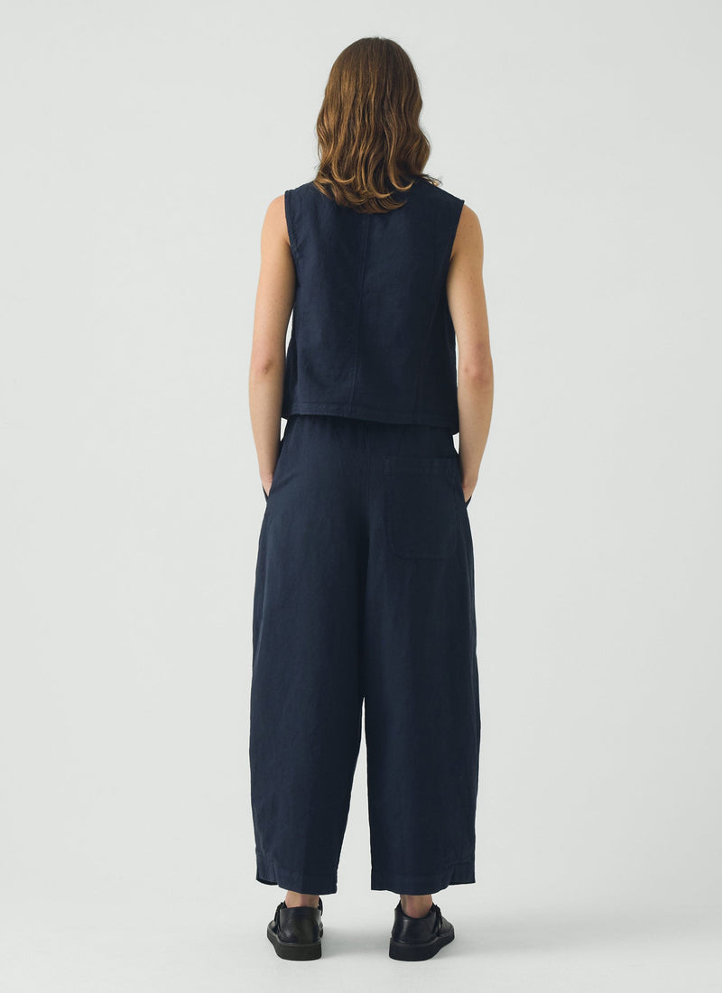 Cotton Linen Canvas Waistcoat Top | Anthracite