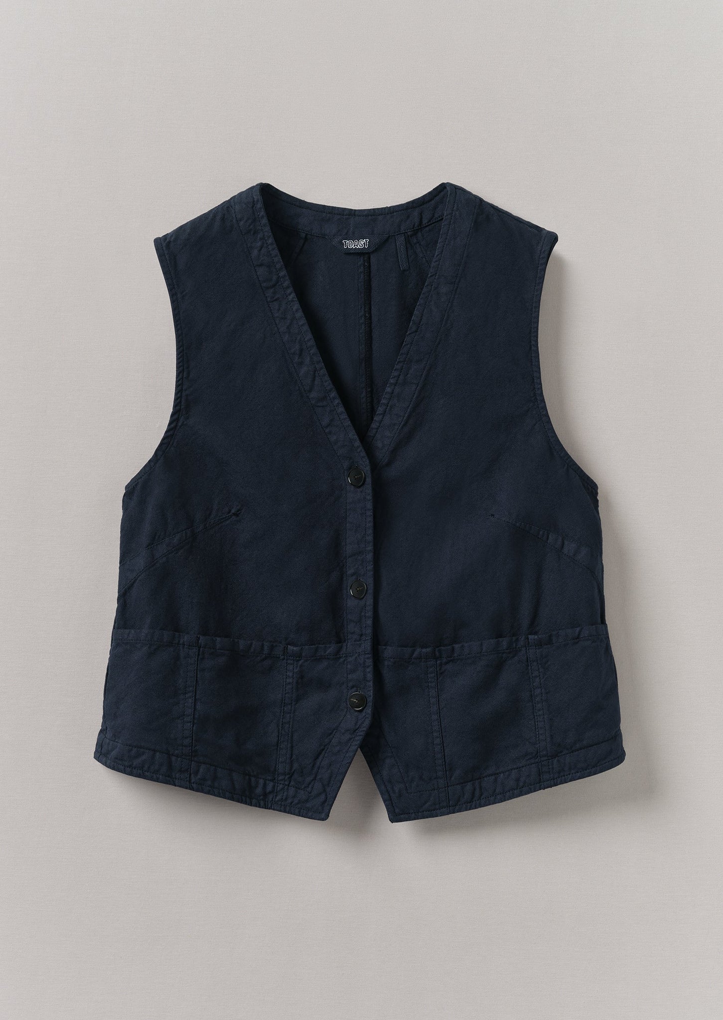 Cotton Linen Canvas Waistcoat Top | Anthracite