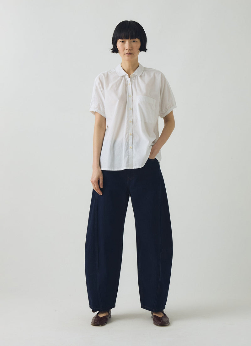 Cecily Gathered Cotton Shirt | White