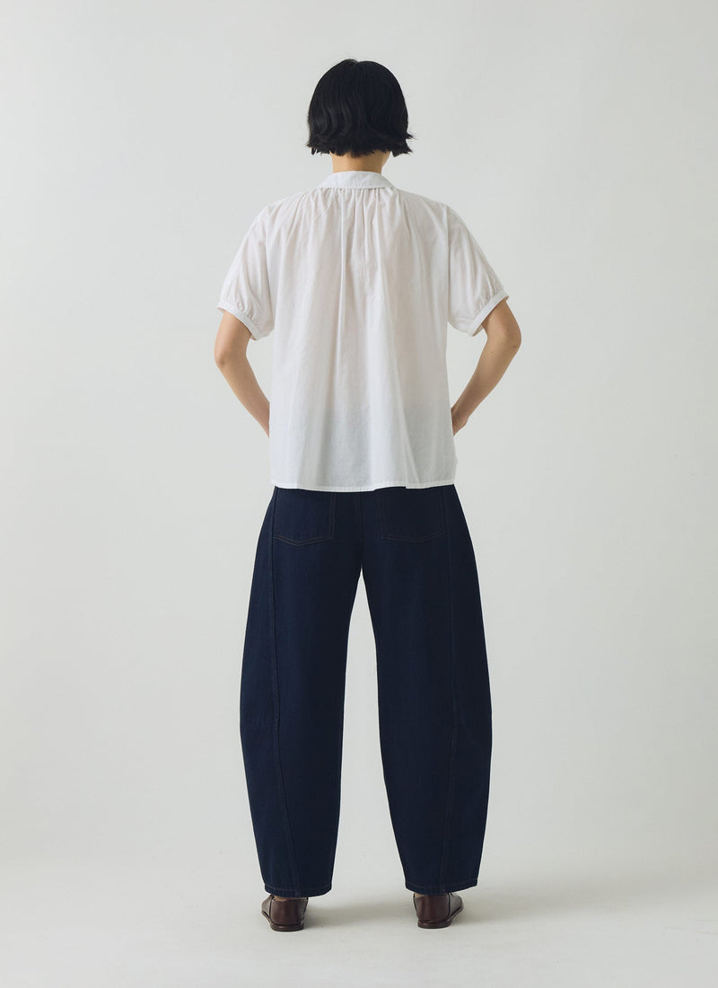 Cecily Gathered Cotton Shirt | White
