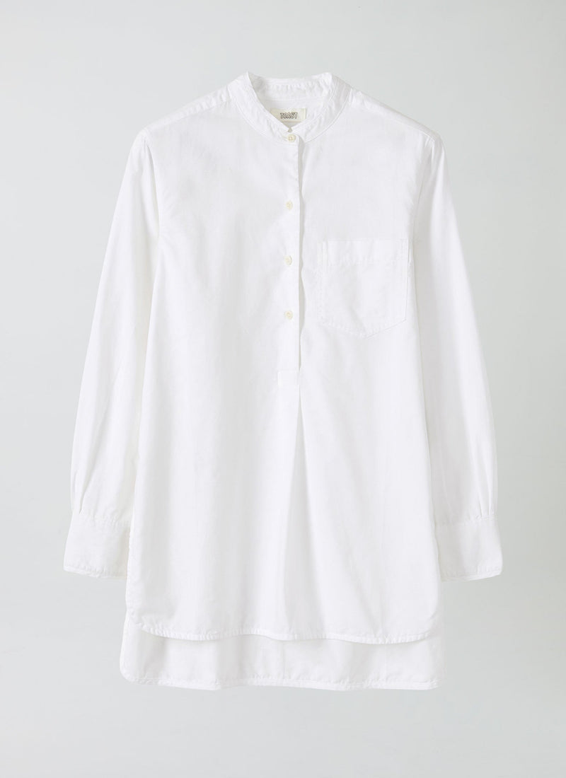 Taro Cotton Oxford Long Shirt | White