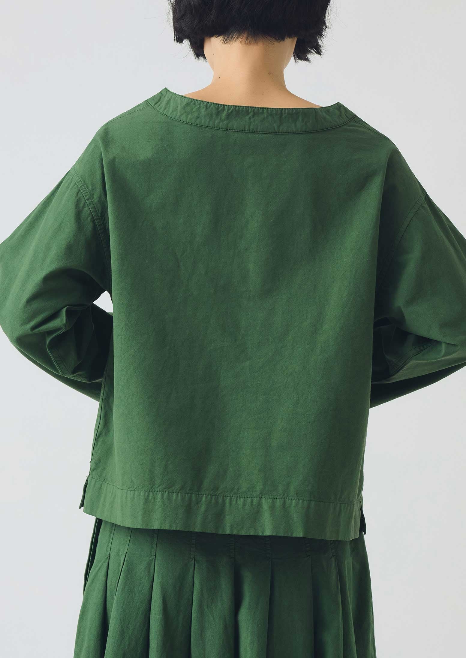 Cotton Linen Poplin Smock Top | Forest Green | TOAST