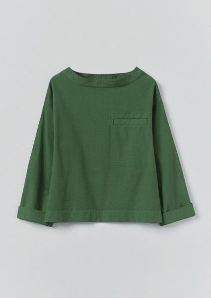Cotton Linen Poplin Smock Top | Forest Green | TOAST