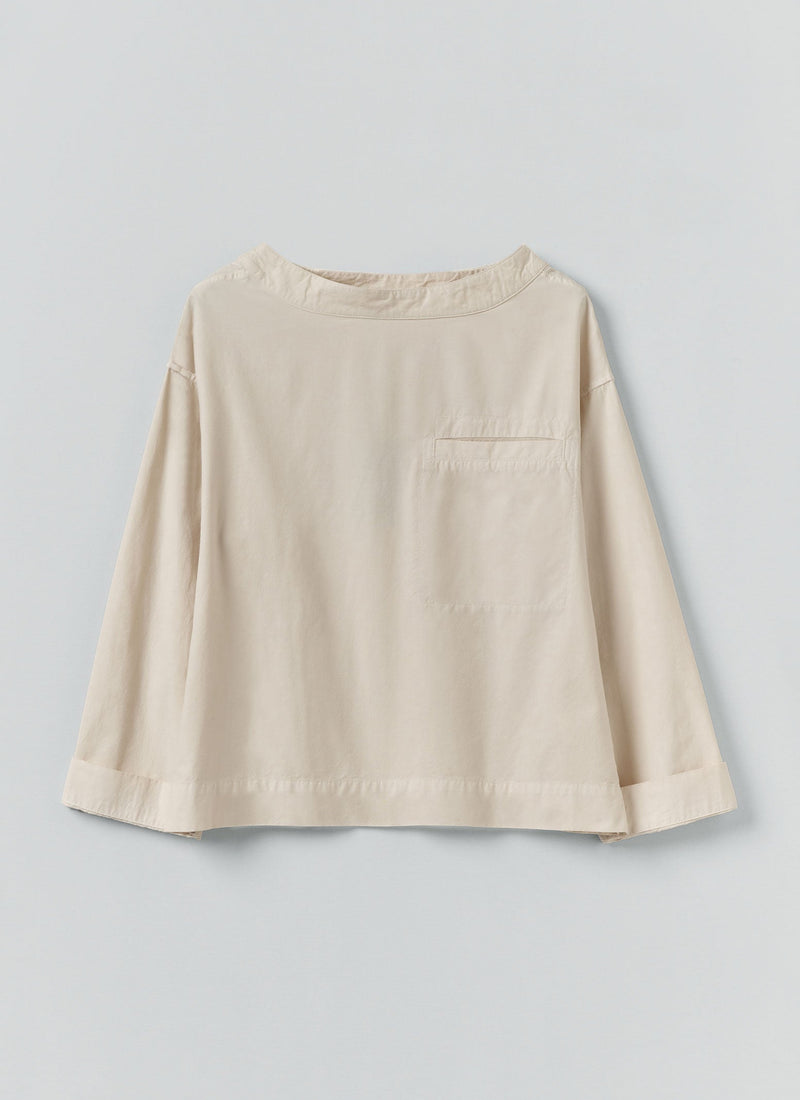 Cotton Linen Poplin Smock Top | Raw Linen