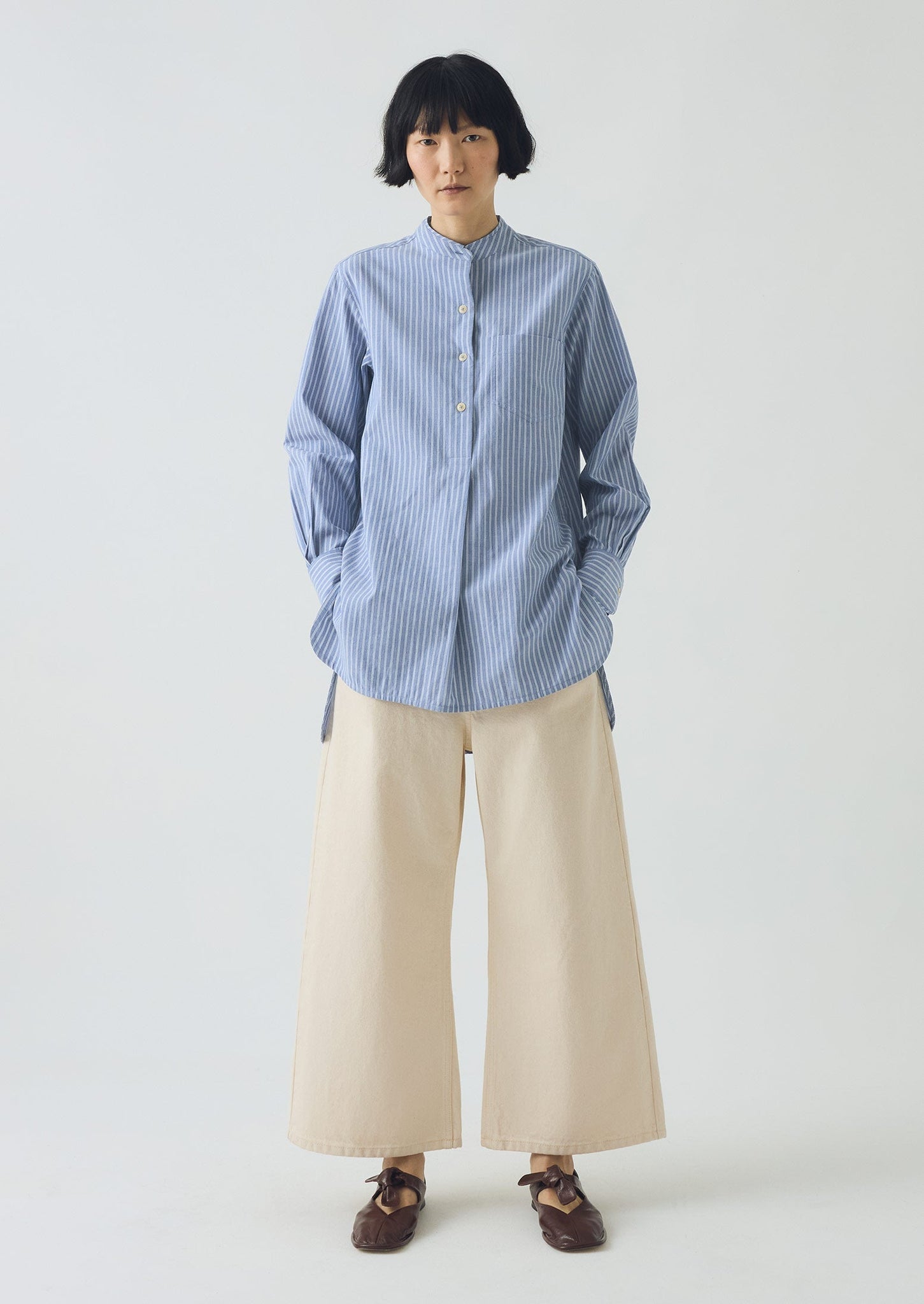 Taro Stripe Shirt | Light Blue