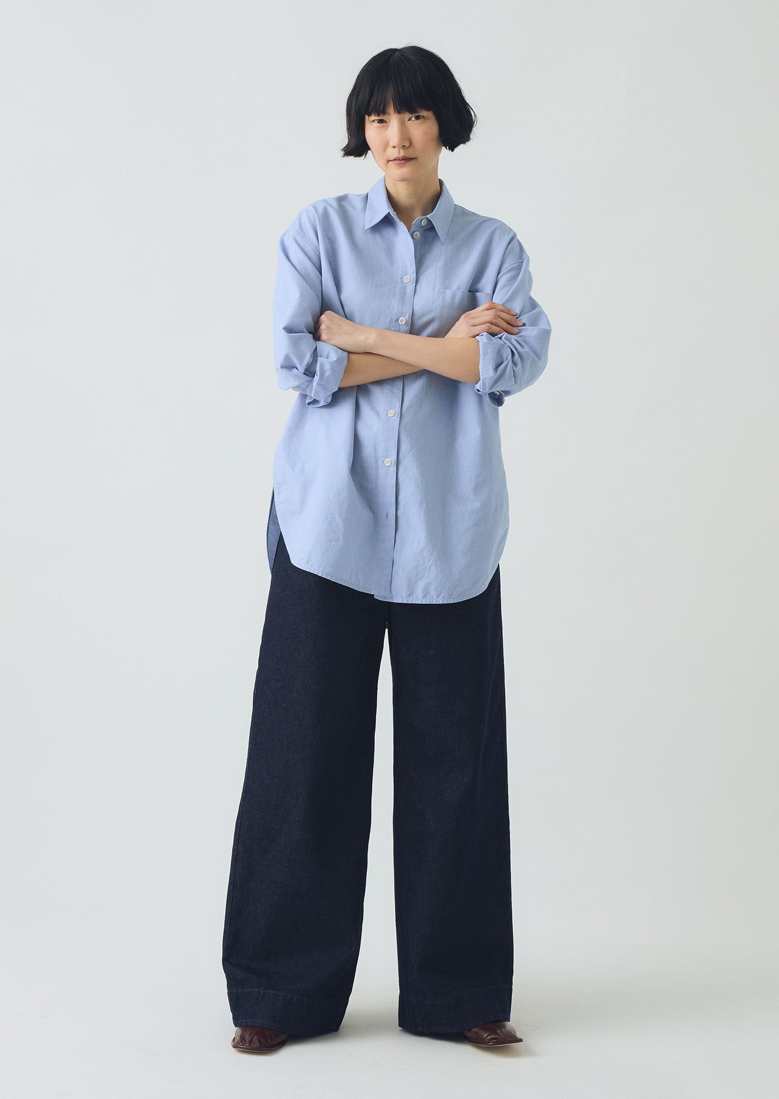 Cotton Oxford Oversized Long Shirt | Chambray Blue | TOAST Cotton Oxford Oversized Long Shirt | Chambray Blue | TOAST