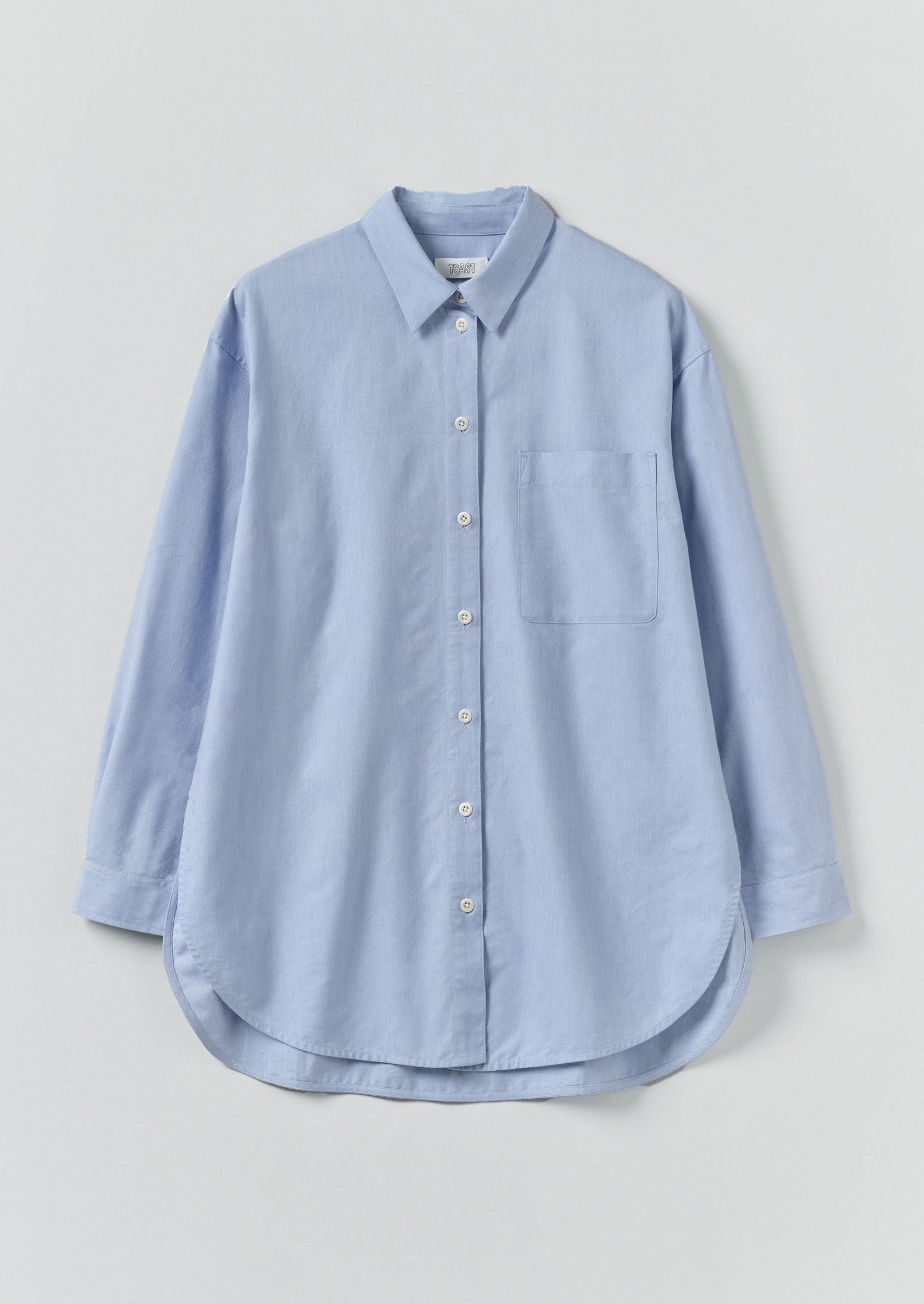 Cotton Oxford Oversized Long Shirt | Chambray Blue | TOAST