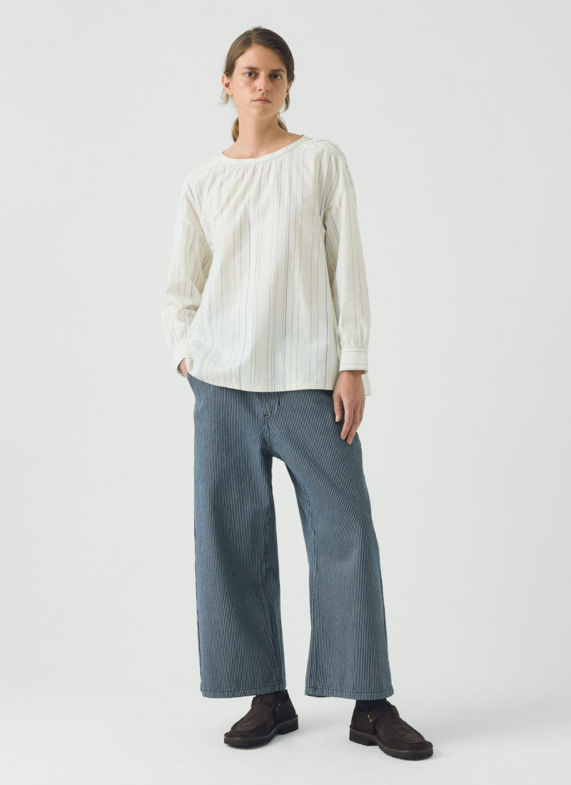 Irregular Stripe Gathered Smock Top | Cobalt