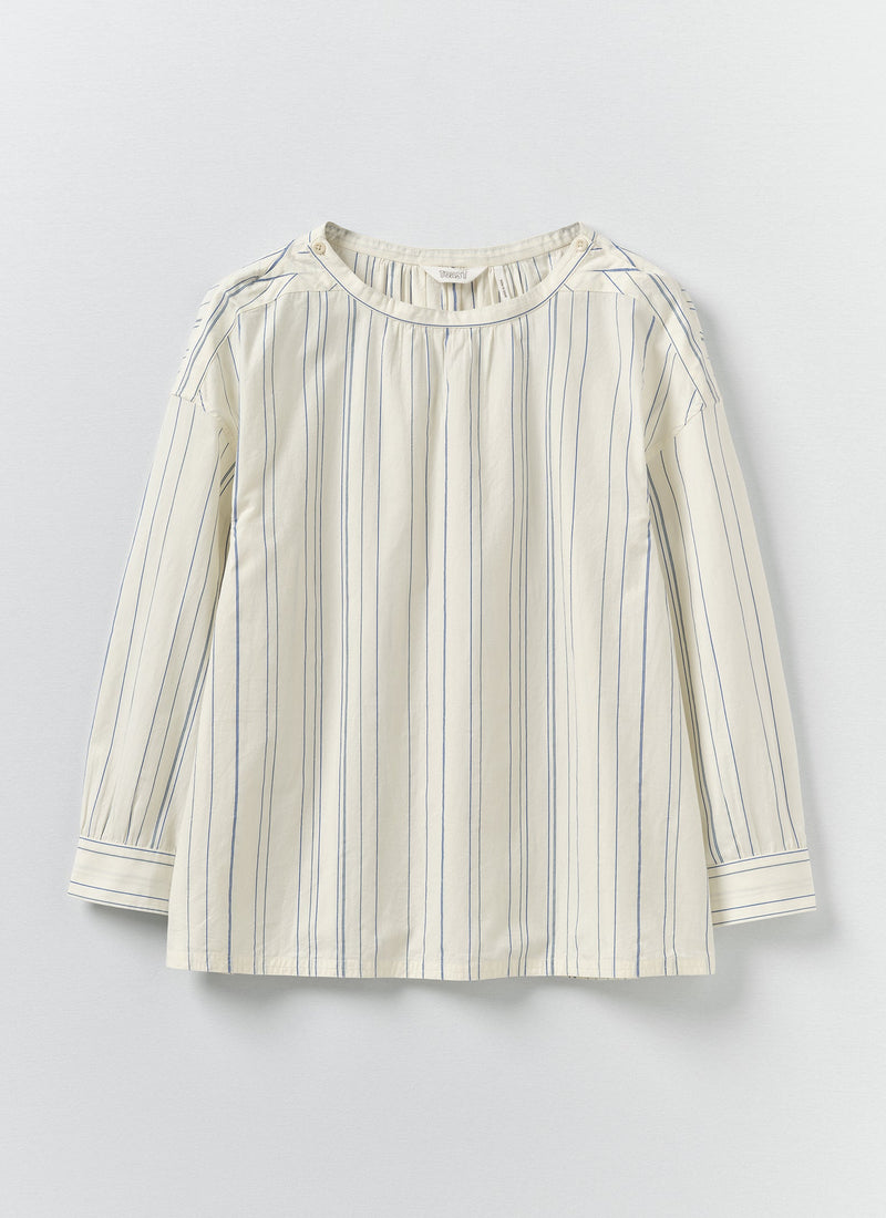 Irregular Stripe Gathered Smock Top | Cobalt