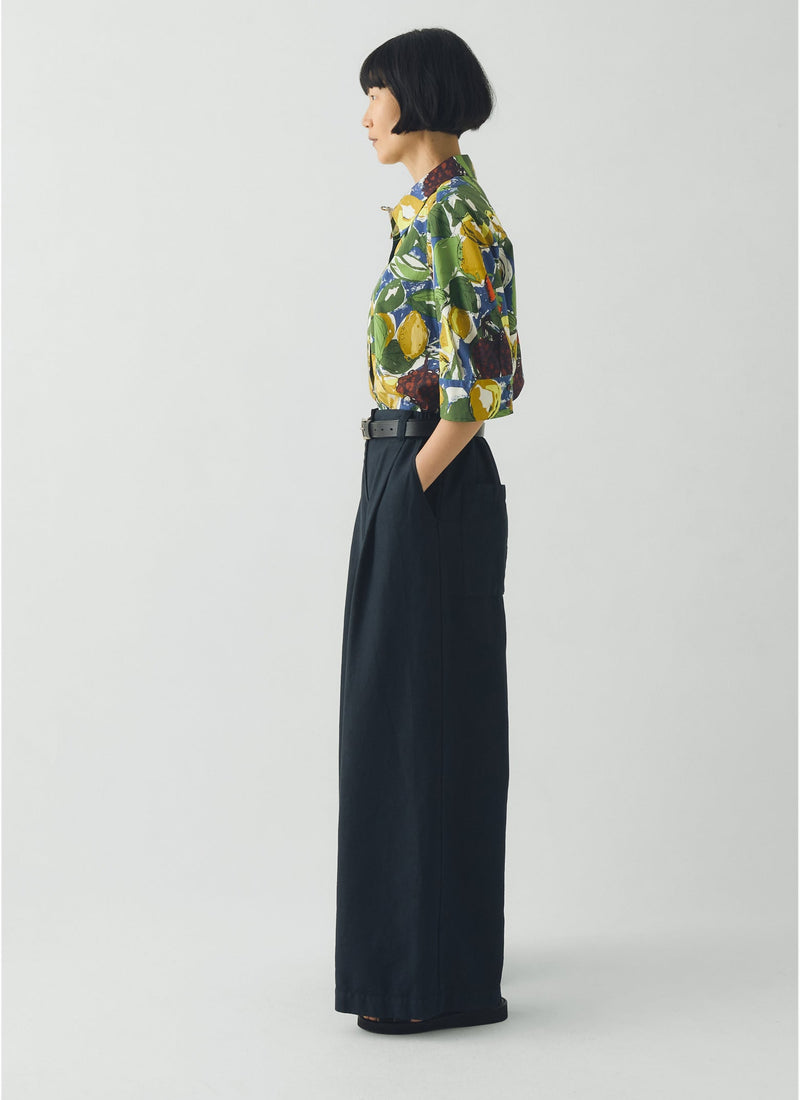 Gia Sketched Fruit Print Shirt | Verdigris/Multi