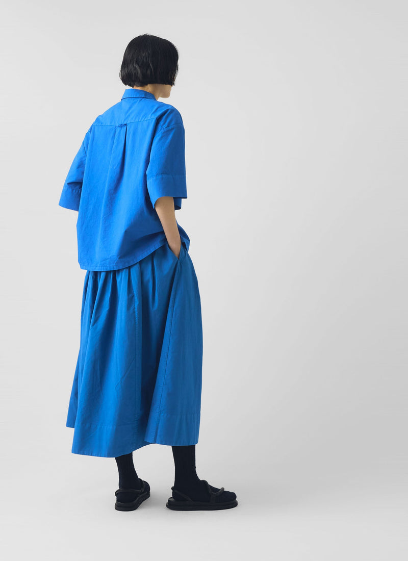 Cotton Linen Poplin Shirt | Enamel Blue
