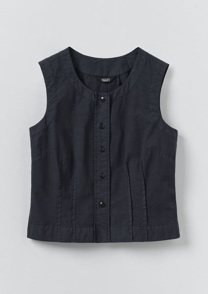 Cotton Linen Poplin Sleeveless Top | Raven Blue | TOAST