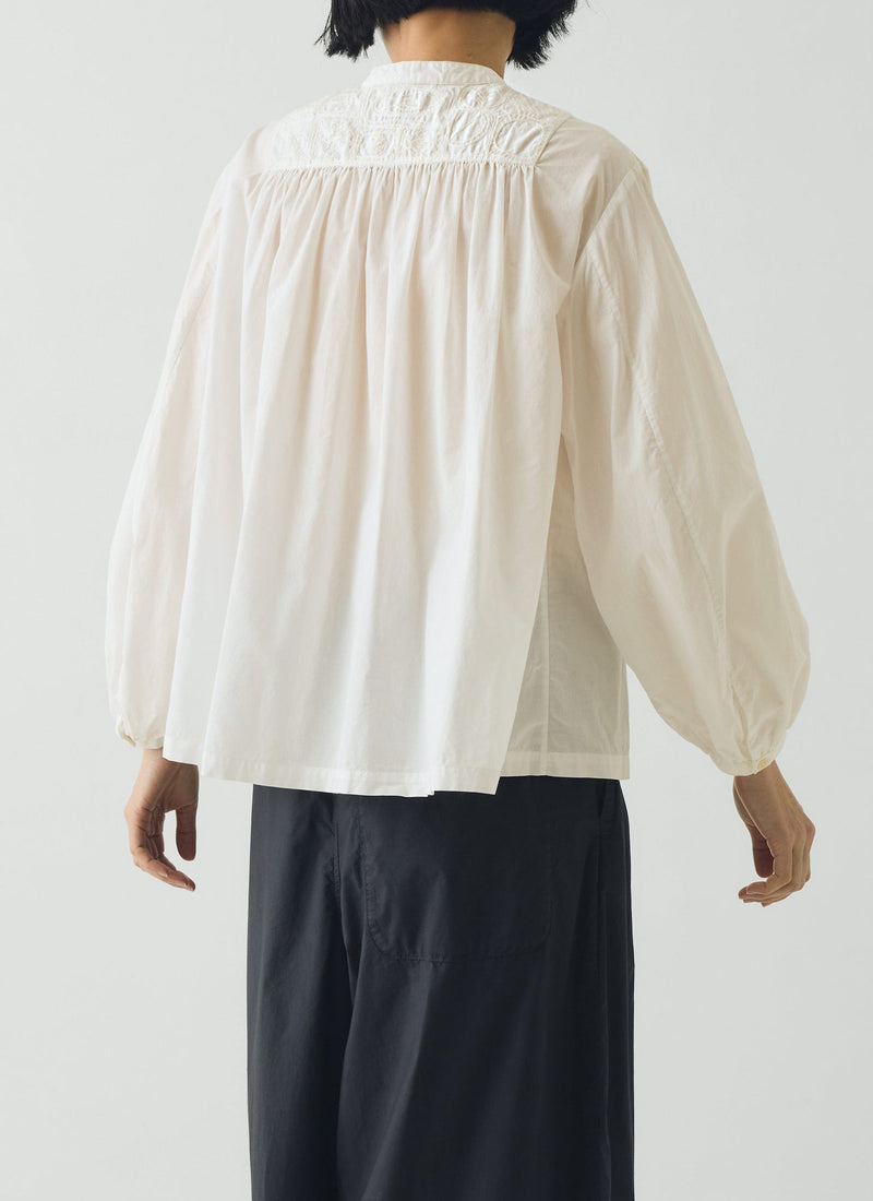 Embroidered Cotton Voile Shirt | Chalk White