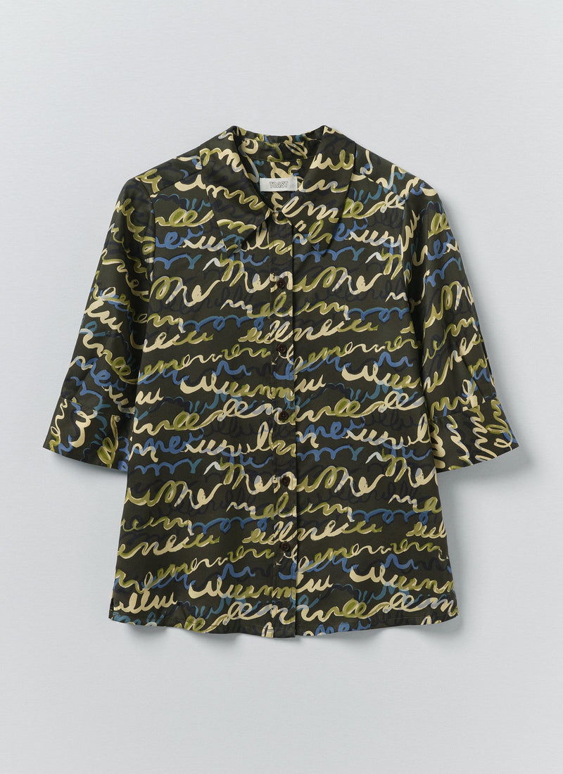 Gia Script Print Shirt | Avocado Rind
