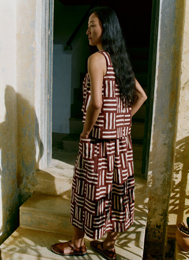 Patchwork Stripe Block Print Top | Sable