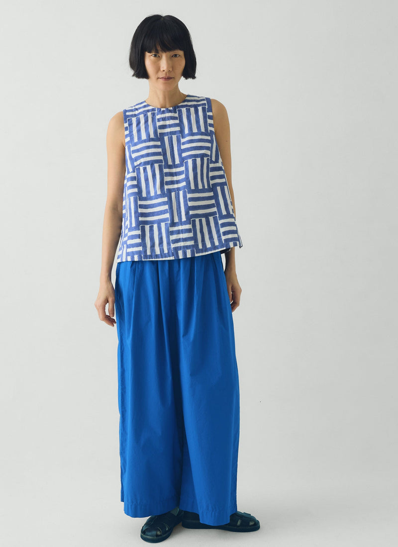 Patchwork Stripe Block Print Top | Deep Cornflower