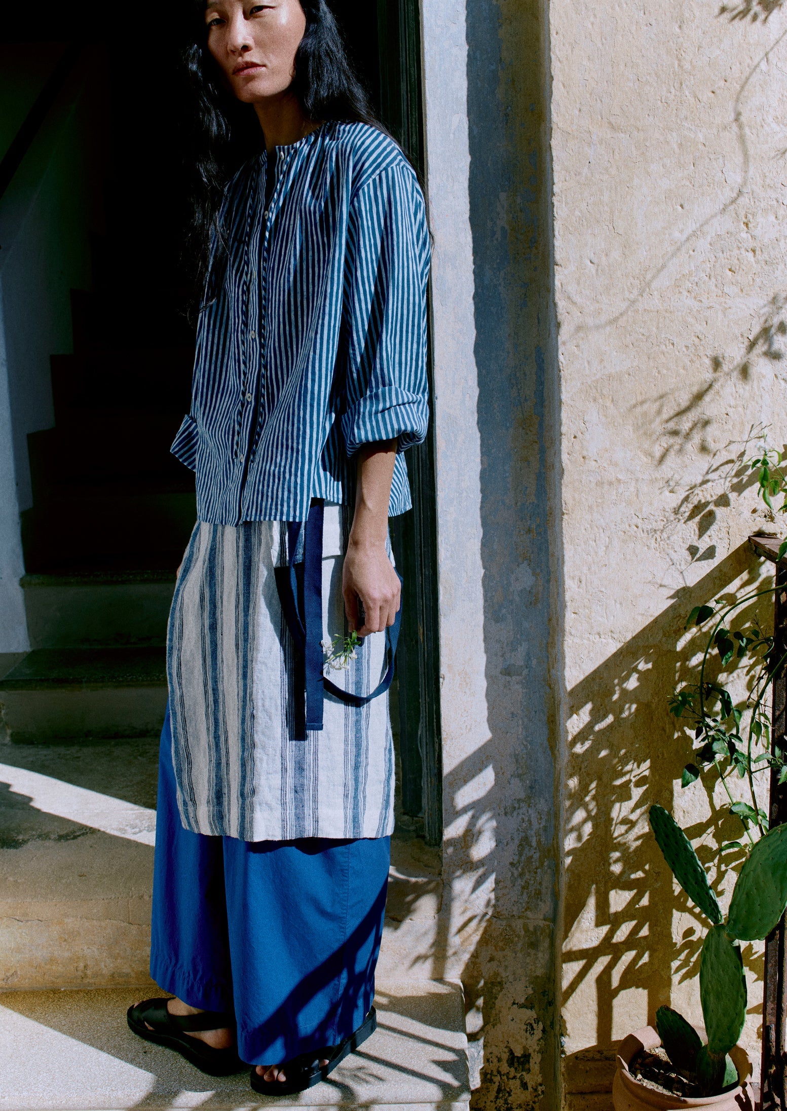 トップス todayful Stripe Over Shirts Stripe Silky Shirts 上品な艶 