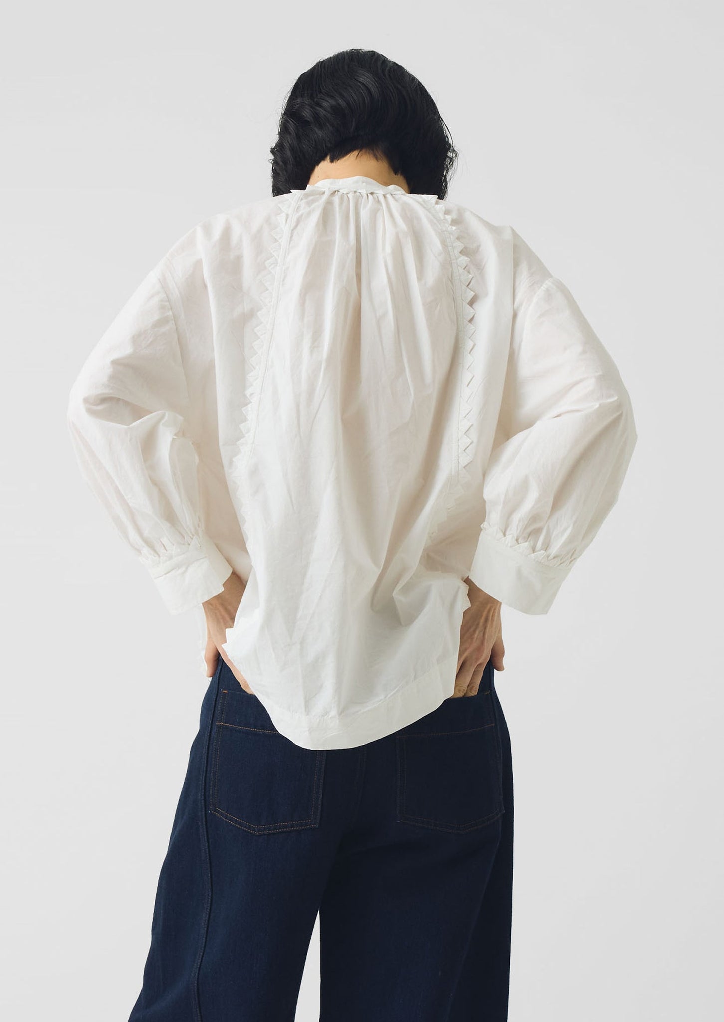 Crockery Edge Cotton Poplin Top | Paper White