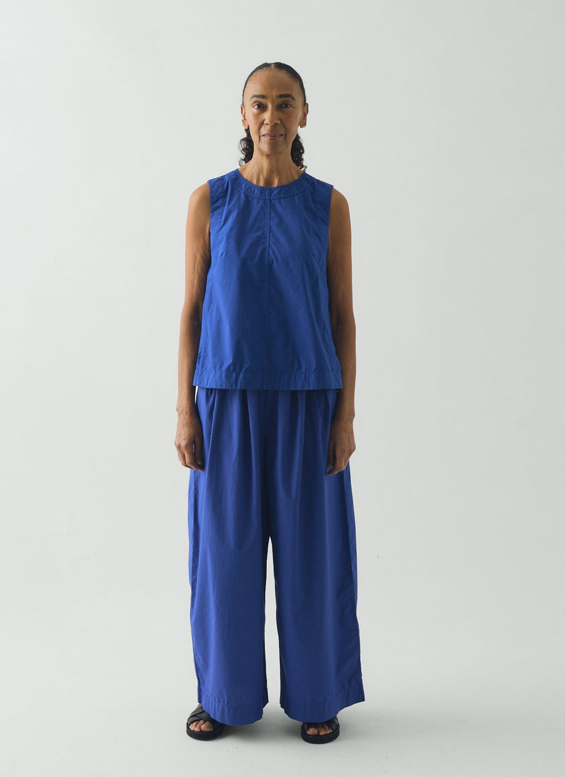 Panelled Garment Dyed Sleeveless Top | Carmine Blue