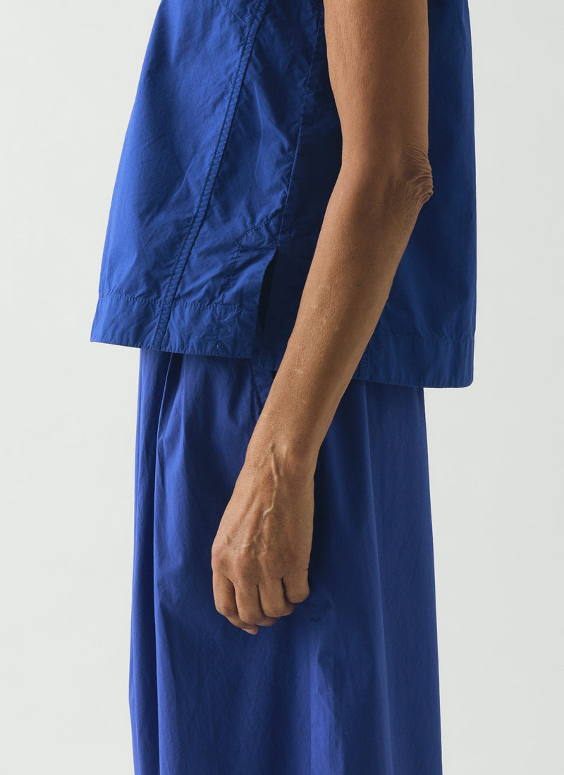 Panelled Garment Dyed Sleeveless Top | Carmine Blue