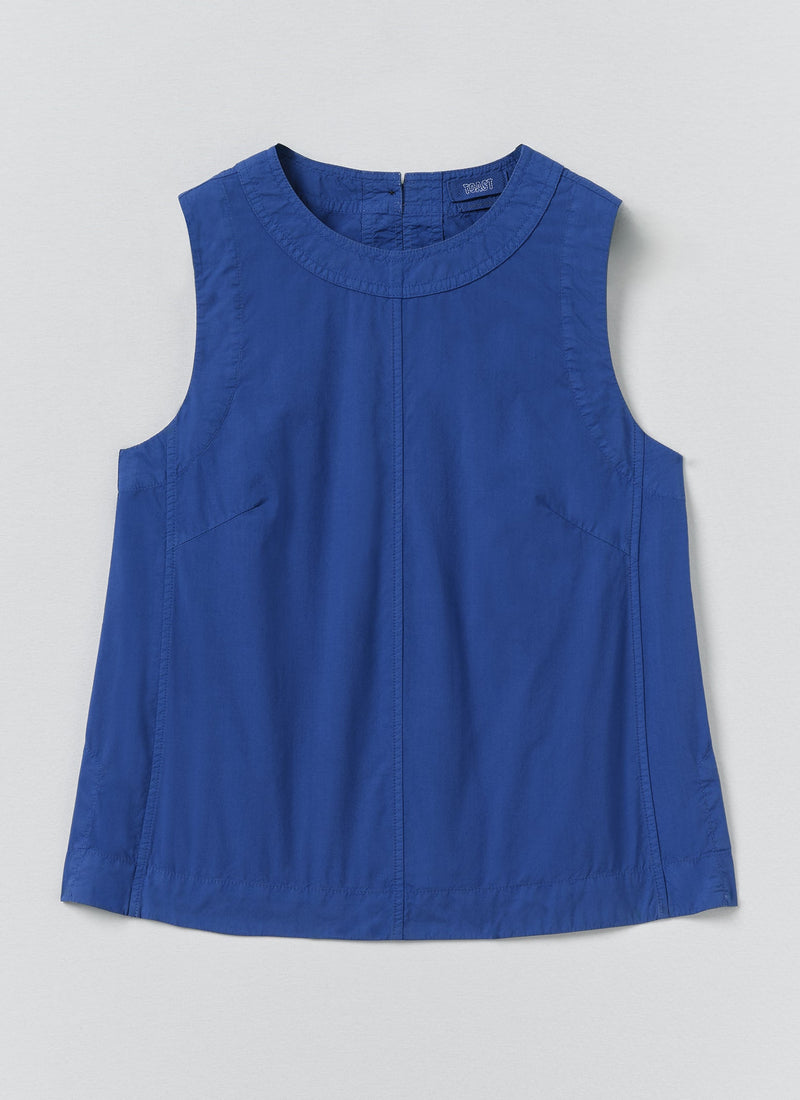 Panelled Garment Dyed Sleeveless Top | Carmine Blue
