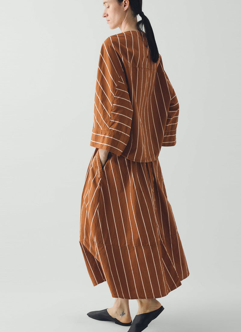 Garland Stripe Cotton Smock Top | Copper/Ecru