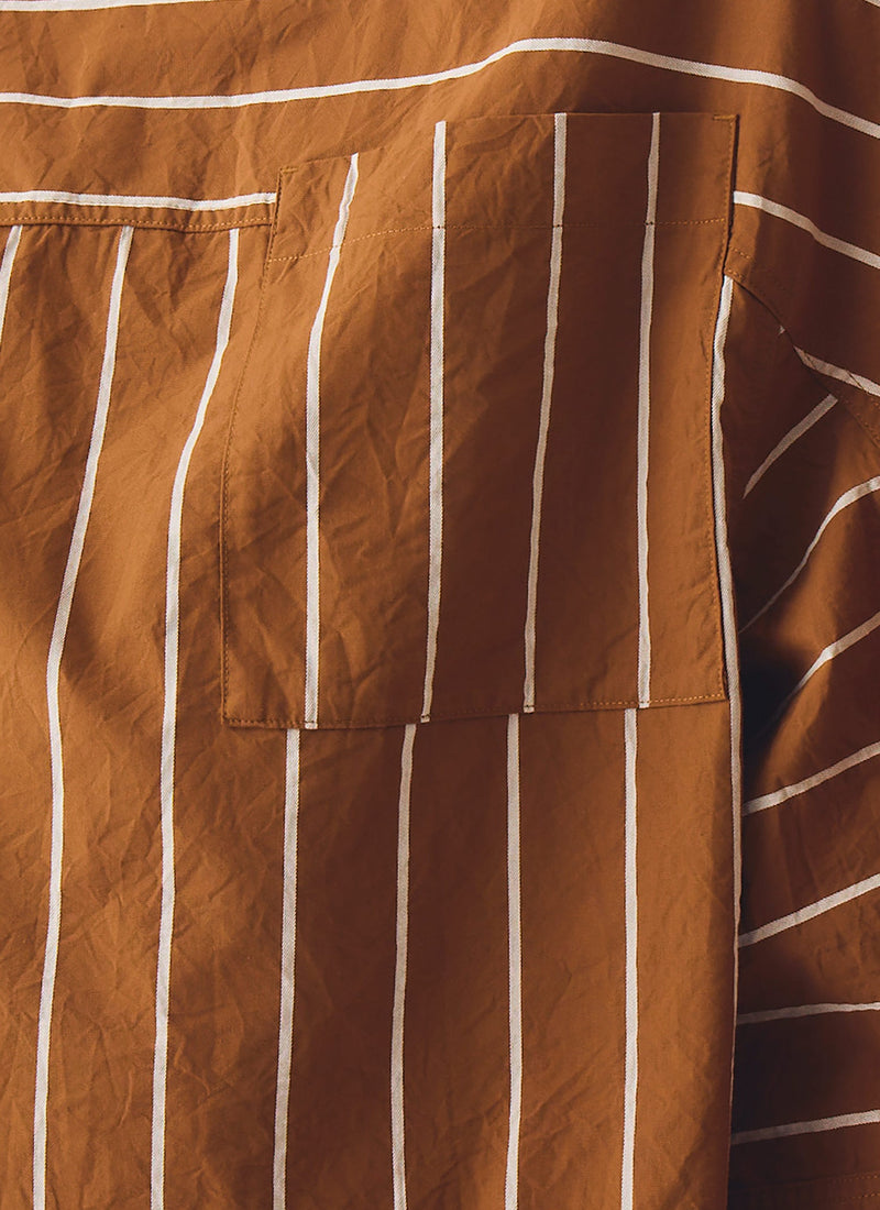 Garland Stripe Cotton Smock Top | Copper/Ecru